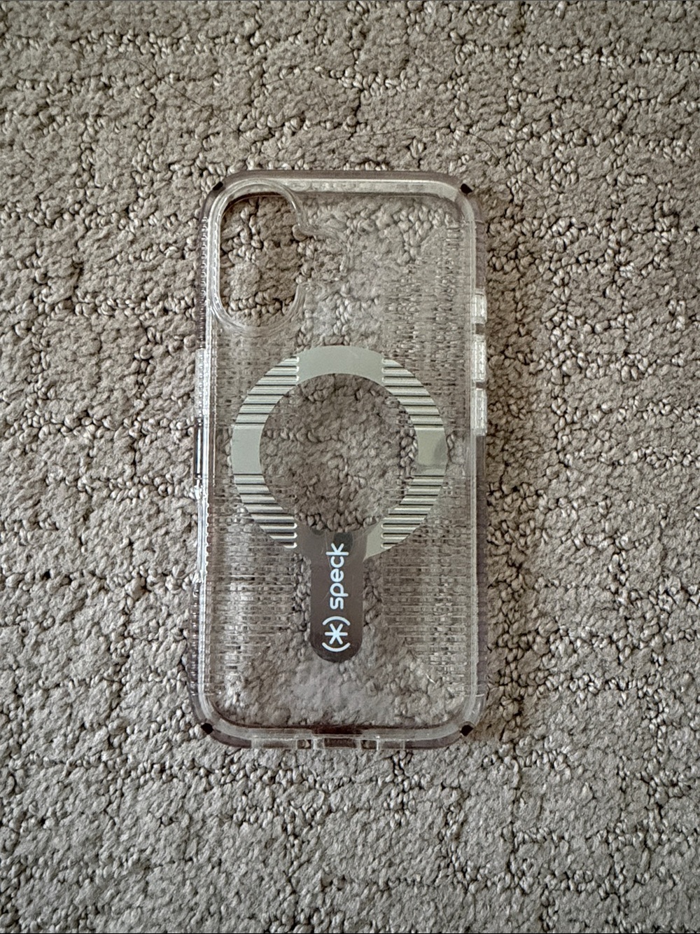 speck Clear Case with White Magnetic Ring for iPhone 16